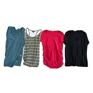 Bundle Lot of Four (4) Assorted Maternity Nursing Friendly Tops Large